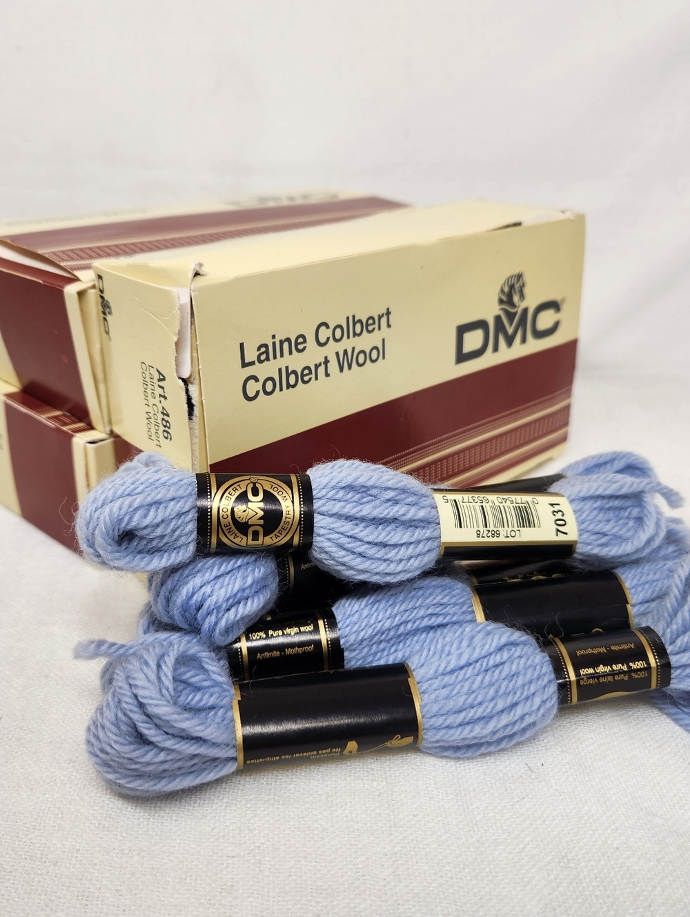 Dmc Colbert Wool Blue Art# 486 Mothproof 8m Tapestry Virgin Wool 35 Pcs